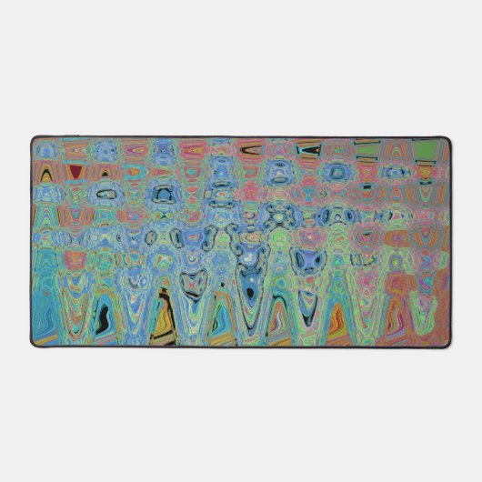 Wasserfarbenblaue Groovy Abstrakte hintere Atomwav Schreibtischunterlage (Vorderseite)