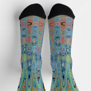 Wasserfarbenblaue Groovy Abstrakte hintere Atomwav Socken
