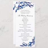 Wasserfarbenblaue Hochzeit mit Blumen. Botanisch Programm (Vorne/Hinten)