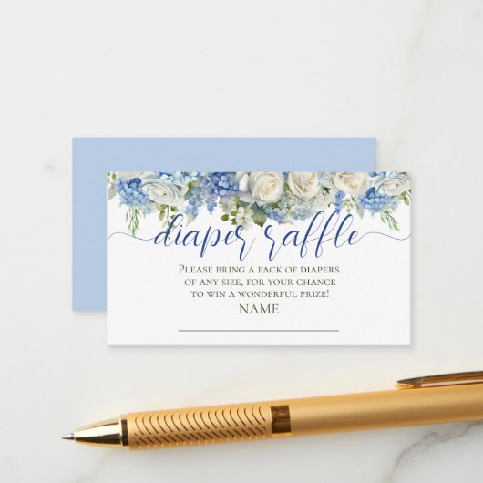 Wasserfarbenblaue Hydrangea-Blume Windelwindeln Begleitkarte (Vorderseite/Rückseite Beispiel)