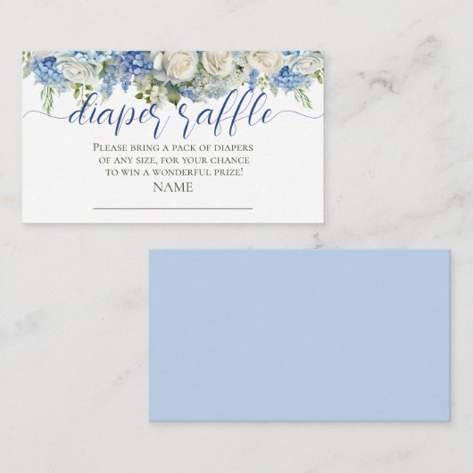 Wasserfarbenblaue Hydrangea-Blume Windelwindeln Begleitkarte (Vorne/Hinten)