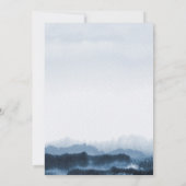 Wasserfarbenblaue Landschaft inspirierte Hochzeit Einladung (Rückseite)