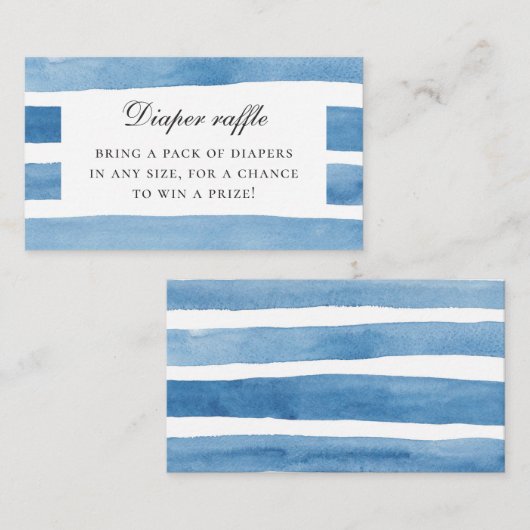 Wasserfarbenblaue Wasserstreifen. Diaper Raffle Begleitkarte (Vorne/Hinten)