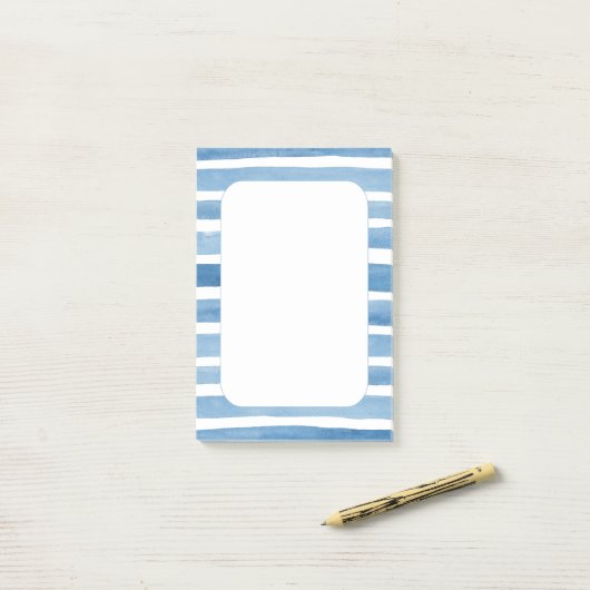 Wasserfarbenblaue Wasserstreifen. Strand am Meer Post-it Klebezettel (Auf Schreibtisch)