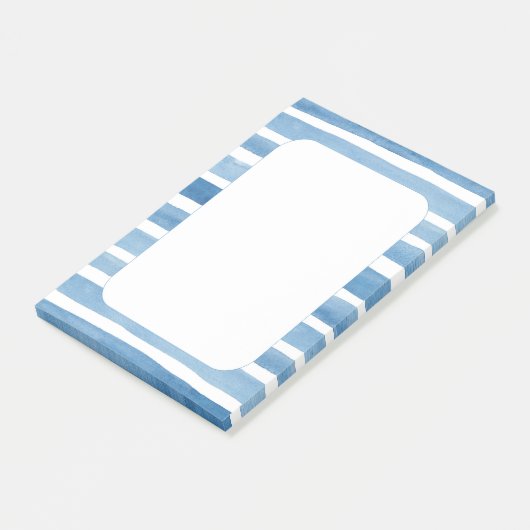 Wasserfarbenblaue Wasserstreifen. Strand am Meer Post-it Klebezettel (angewinkelt)