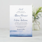 Wasserfarbenblauer Ankerhochzeit Einladung (Stehend Vorderseite)