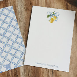 Wasserfarbenblauer Bow Lemons Personalisiert Dankeskarte