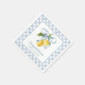 Wasserfarbenblauer Bow Lemons Personalisiert Serviette (Ecke)