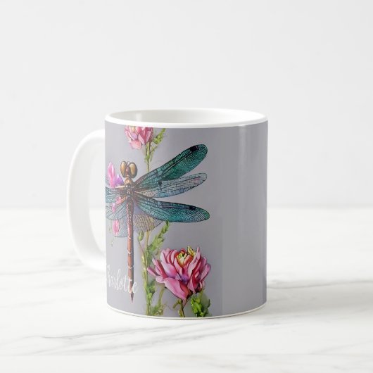 Wasserfarbenblauer Libelle, Tasse des Kaffees (Vorderseite Links)