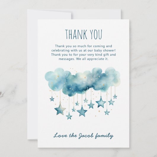 Wasserfarbenblauer Sternenhimmel Danke (Vorderseite)