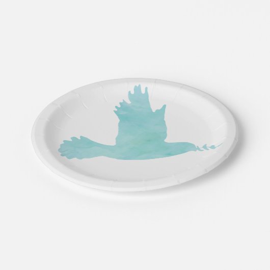 Wasserfarbenblauer Taube Pappteller (Schrägansicht)