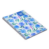 Wasserfarbenblaues Blumenmuster. Gartenanlagen Blu Notizblock (Rechte Seite)