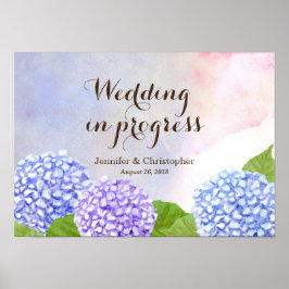 Wasserfarbenblaues Hydrangea Hochzeit in Arbeit Poster