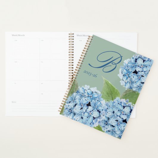 Wasserfarbenblaues Hydrangea mit Initial Planer (Anzeige)