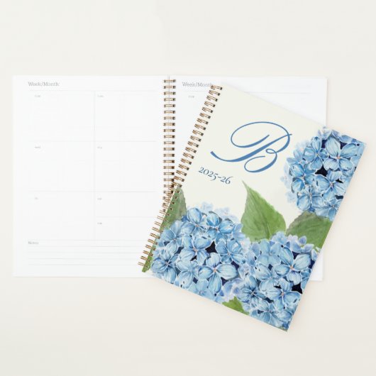 Wasserfarbenblaues Hydrangea mit Initial Planer (Anzeige)