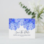 Wasserfarbenblaues Hydrangea Save the Date Postkarte (Stehend Vorderseite)