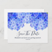 Wasserfarbenblaues Hydrangea Save the Date Postkarte (Vorne/Hinten)