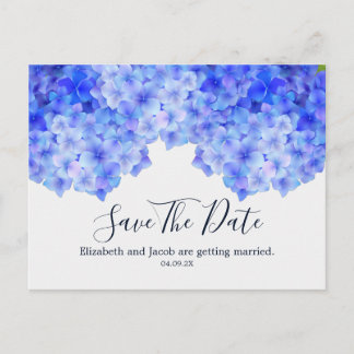 Wasserfarbenblaues Hydrangea Save the Date Postkarte
