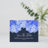 Wasserfarbenblaues Hydrangea Save the Date Postkarte (Stehend Vorderseite)