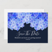 Wasserfarbenblaues Hydrangea Save the Date Postkarte (Vorne/Hinten)