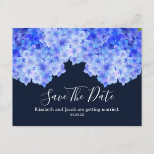 Wasserfarbenblaues Hydrangea Save the Date Postkarte
