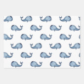 Wasserfarbenblaues nautisches Muster. Fische, Wale Geschenkpapier Set (Vorderseite 3)