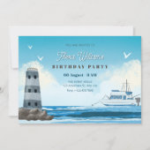 Wasserfarbenblaues Schiff Einladung (Vorderseite)