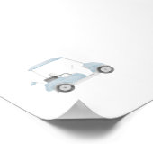 Wasserfarbenblaues Vintages Golfcarbposter Poster (Ecke)