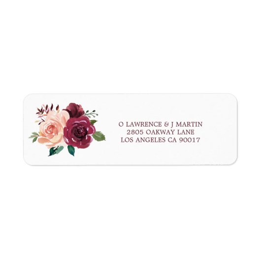 Wasserfarbenblush Burgundy Rose Hochzeitadresse (Vorne)