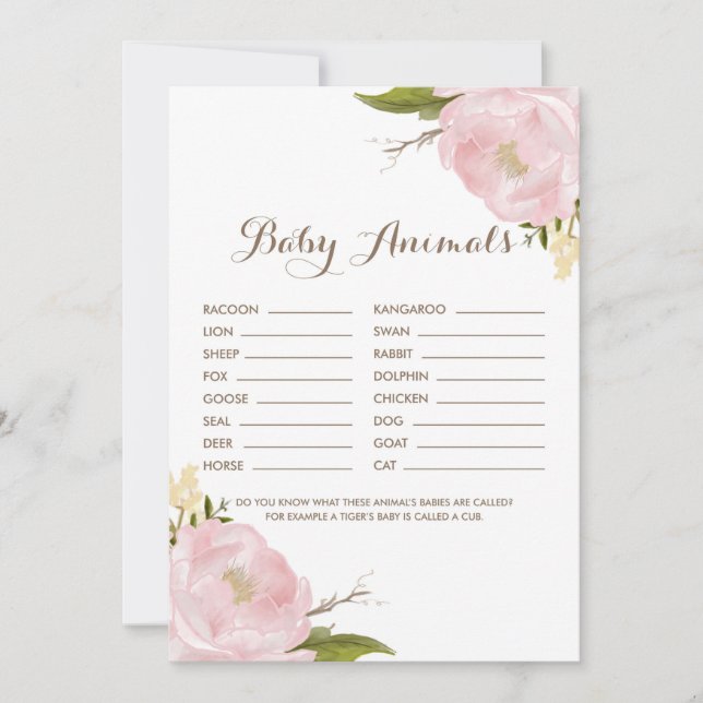 Wasserfarbenblush Pink Peonies Baby Showspiel (Vorderseite)