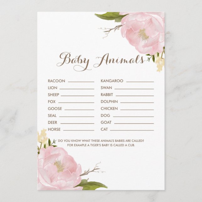 Wasserfarbenblush Pink Peonies Baby Showspiel (Vorderseite)