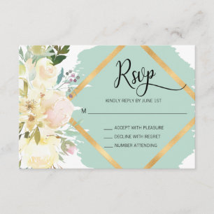 Wasserfarbenblüte Minze Elfenbeinblütenhochzeit RS RSVP Karte