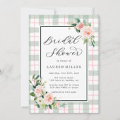 Wasserfarbenblüte | Pastell Kariertes Brautparty Einladung (Vorderseite)