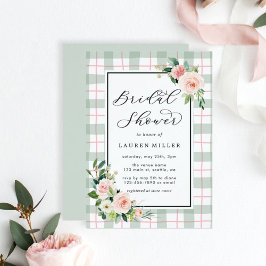 Wasserfarbenblüte | Pastell Kariertes Brautparty Einladung