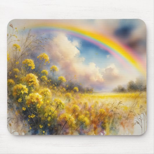 Wasserfarbenbogen über der Wildblume Wiese Mousepad (Vorne)
