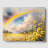 Wasserfarbenbogenbogen über der Wiese der Wildblum Gästebuch (Rückseite)