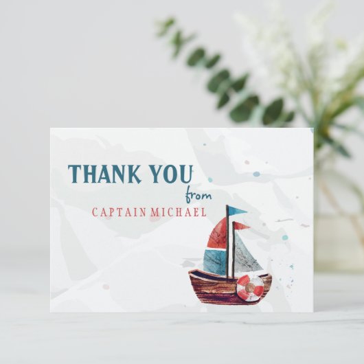 Wasserfarbenboot Dankeschön Karte (Stehend Vorderseite)