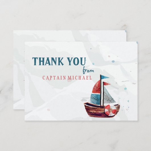 Wasserfarbenboot Dankeschön Karte (Vorne/Hinten)