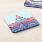 Wasserfarbenboot Getränkeuntersetzer (Linke Seite)