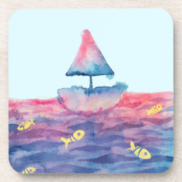 Wasserfarbenboot Getränkeuntersetzer