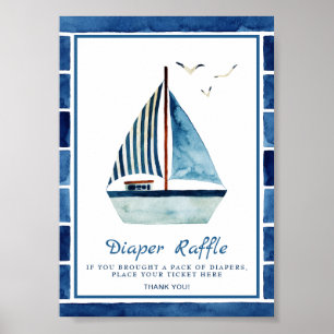 Wasserfarbenboot Kinderduschzeichen Poster