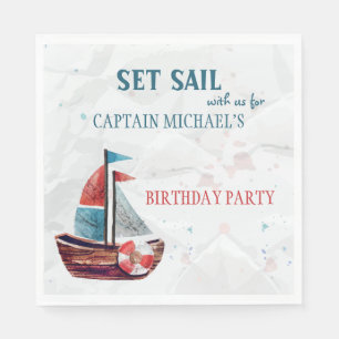 Wasserfarbenboot Napkins Serviette