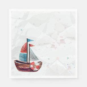Wasserfarbenboot Napkins Serviette