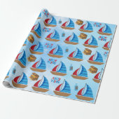 Wasserfarbenboot Pirate's Treasure Blue Geschenkpapier (Ungerollt)