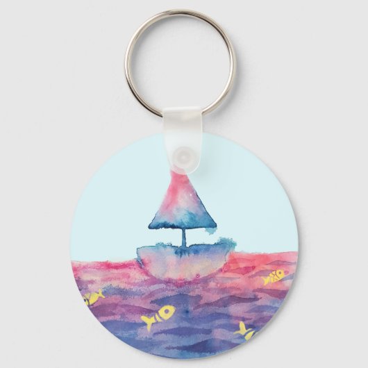 Wasserfarbenboot Schlüsselanhänger (Vorderseite)