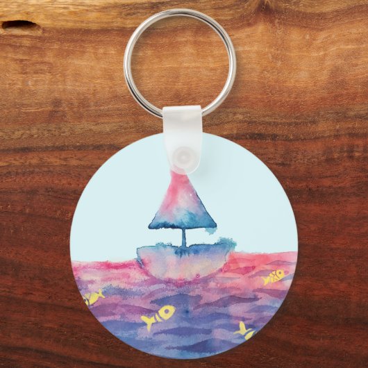 Wasserfarbenboot Schlüsselanhänger (Vorderseite)