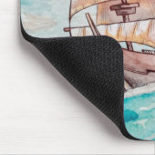 Wasserfarbenboot Segelschiff Sommerseelebensleben Mousepad (Ecke)