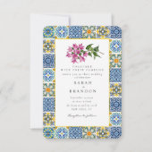 Wasserfarbenbougainvillea Hochzeit von blauen Flie Einladung (Vorderseite)