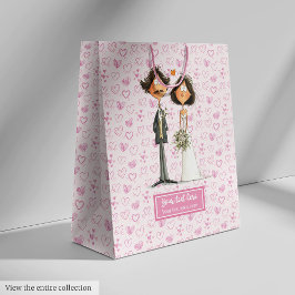 Wasserfarbenbride Groom Geschenktasche Sonnige Hoc Mittlere Geschenktüte