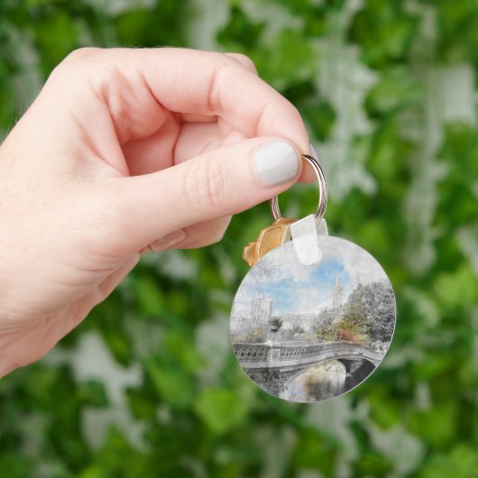 Wasserfarbenbridge im Central Park New York Schlüsselanhänger (Hand)